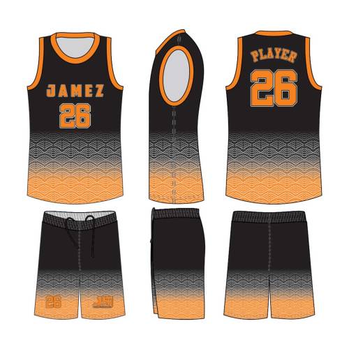 Basketball Uniforms (Orange, Grey And Black)