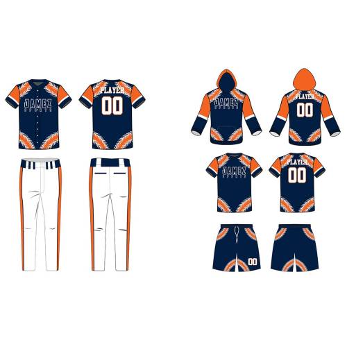 Softball Uniforms (Blue, White And Orange)