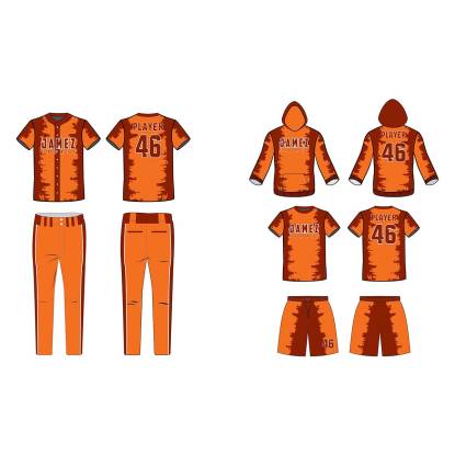 Baseball Uniforms (Orange And Dark Brown) Manufacturers,Suppliers, Exporters in Texas