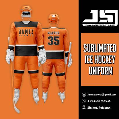 Black, Orange  And White Ice Hockey Jersey  Manufacturers, Suppliers, Exporters in Texas