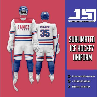 Ice Hockey Jersey (White, Blue And Red) Manufacturers,Suppliers, Exporters in Texas