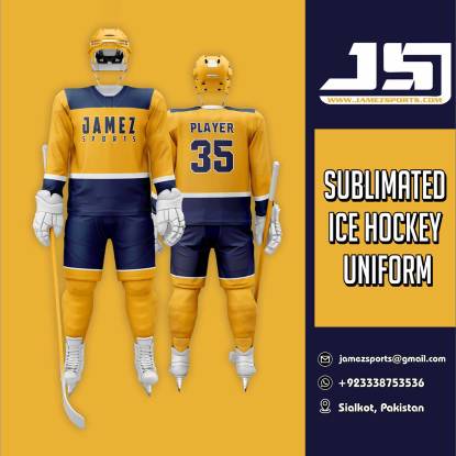 Ice Hockey Jersey (Yellow, Blue And White) Manufacturers,Suppliers, Exporters in Texas